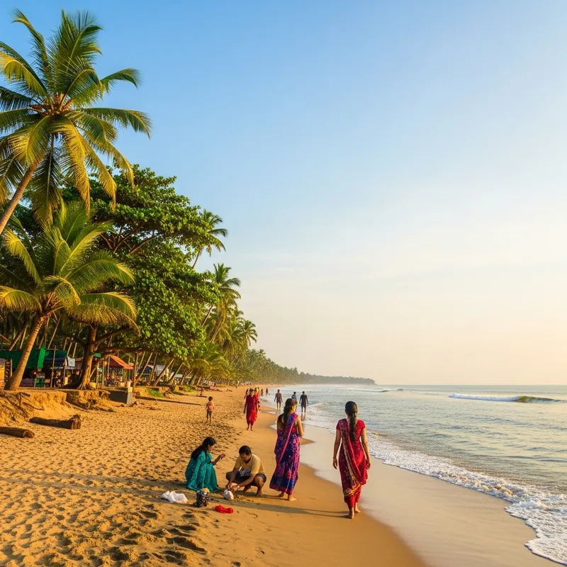 Kerala Beach and Trees - Serene Nature in India