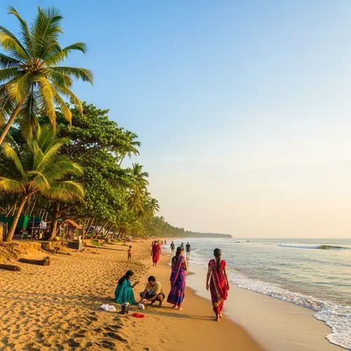 Tranquil Beach Scene in Kerala, India