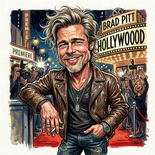 Funny Brad Pitt Caricature Artwork