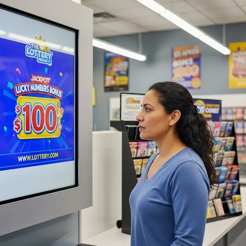 Hispanic Woman at Lottery Shop - Join the Fun!