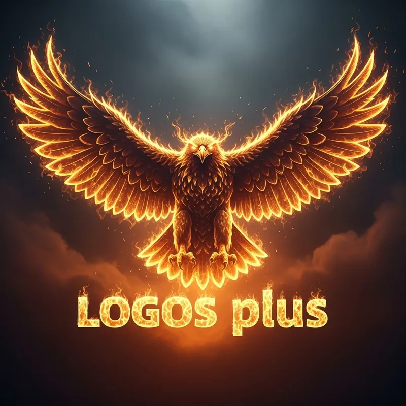 Fiery Golden Eagle Logos Plus - Majestic Firebird Image