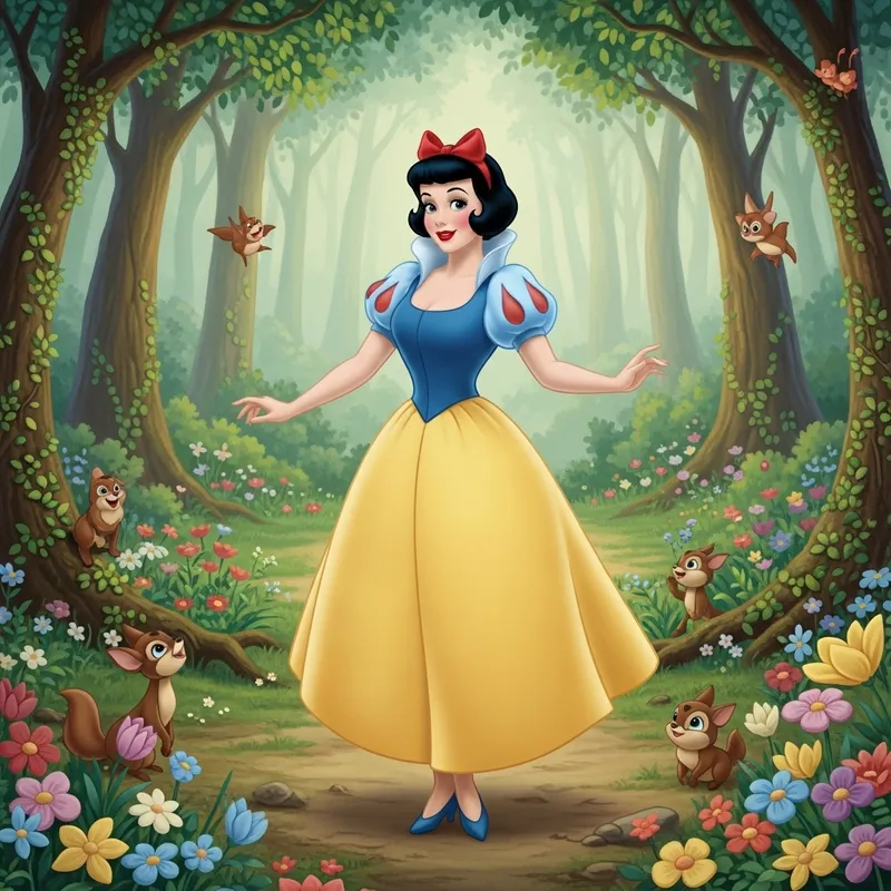 Blanche Neige in Enchanted Forest - Classic Fairytale Character