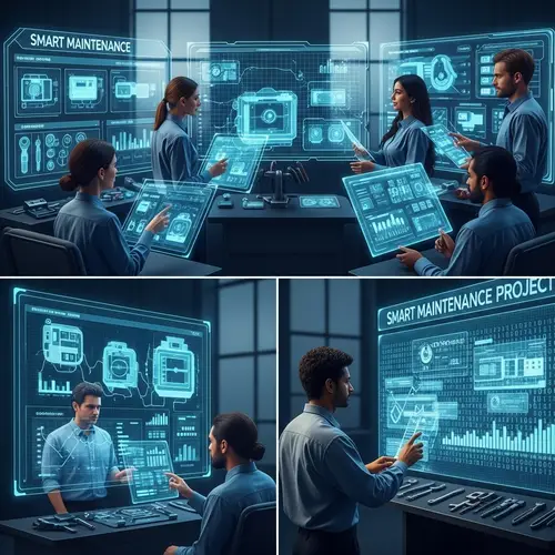 Futuristic Smart Maintenance Control Room | Technicians and Data Analysis