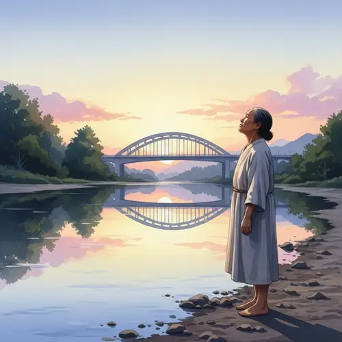 Diverse Reflection Scene in Watercolor | Tranquil River Painting