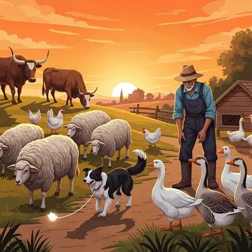 Livestock at Sunset: A Pastoral Scene