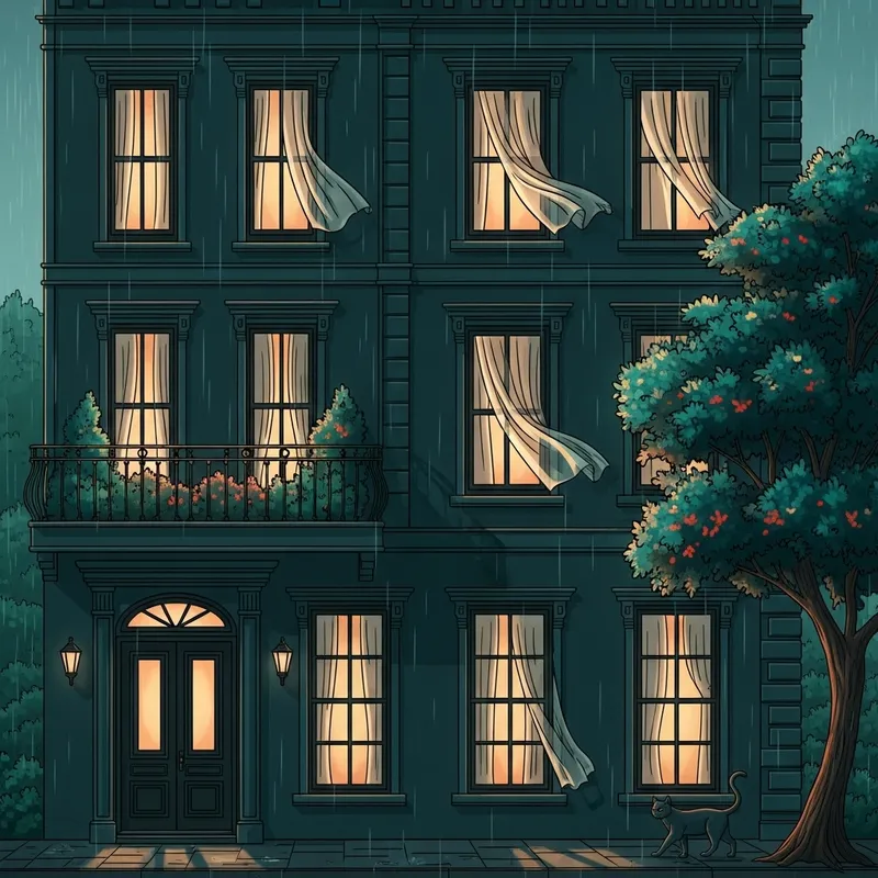 Enchanting European Style Three-Story House in Dark Teal Color with Palladian Windows