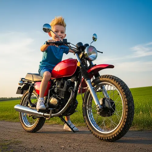 Young Bart Simpson Riding Red Motorcycle