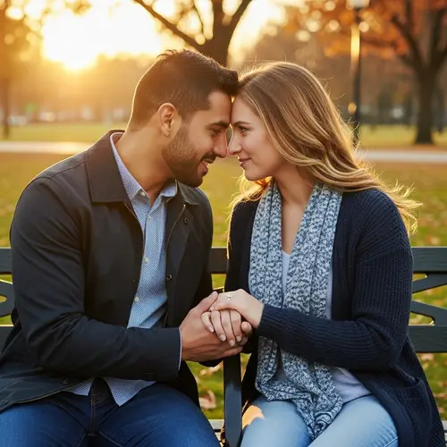 Romantic Image of Hispanic Man and Caucasian Woman in Love