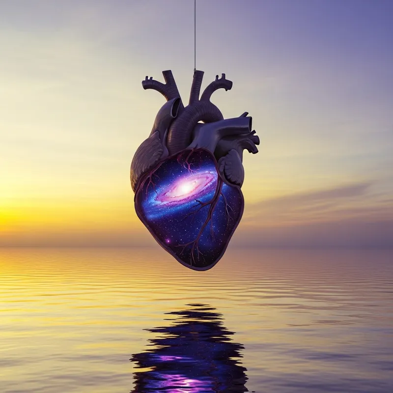 Heart & Galaxy Serene Sunset Scene