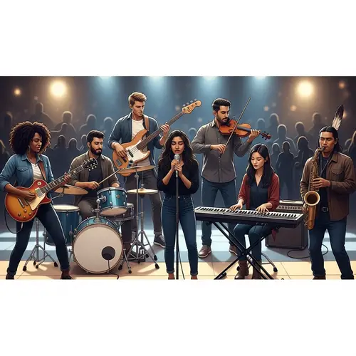 Diverse Musical Band on Stage | Live Performance Ambiance