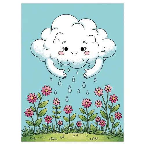 Whimsical Cloud Coloring Page for Kids | Printable & Online Sharing
