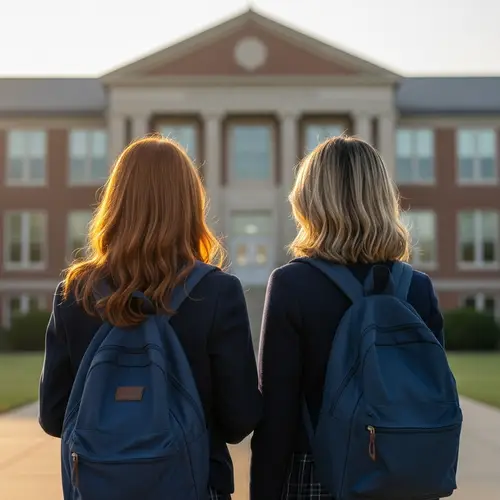 School Girls Ready for a New Day: Diverse Students Together