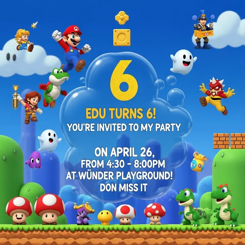 Super Mario Bros themed 6th Birthday Party at Wünder Playground