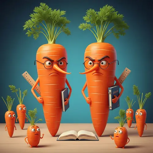 Surreal Carrot Family Scene | Strict Parenting Carrots