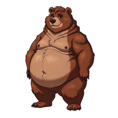 Obese Brown Bear: Anthropomorphic Charm in Rich Brown Fur