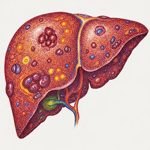 Liver Cirrhosis Illustration in Pointillism Style