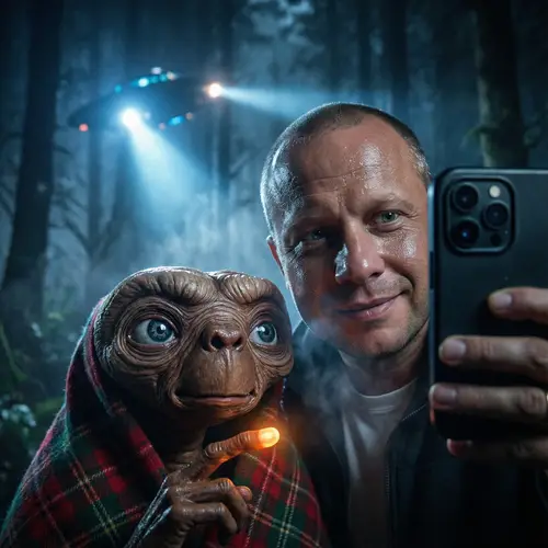 Epic Selfie with E.T. in a Misty Forest