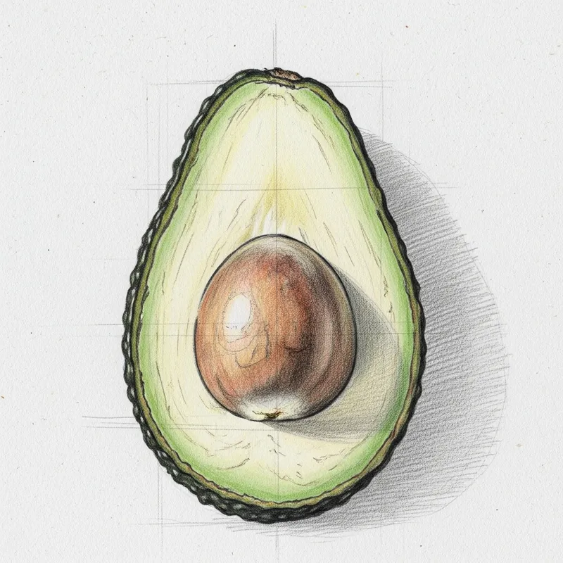 Hass Avocado Hand-Drawn Pencil Sketch