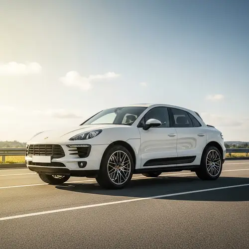 Stylish White Porsche Macan GTS Pick-Up Truck on Smooth Road
