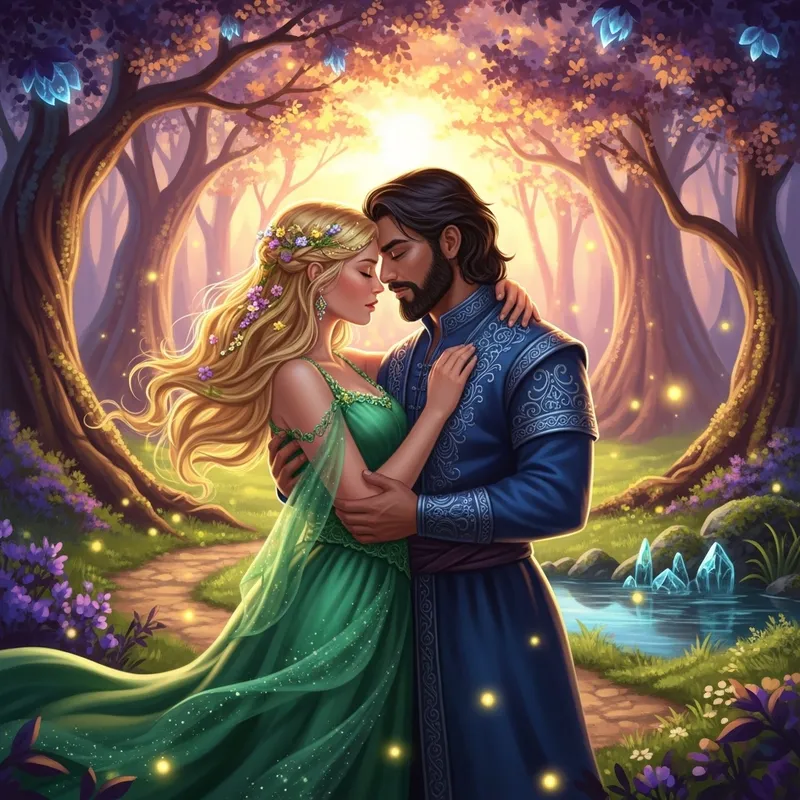 Passionate Embrace: Fantasy Romance Digital Painting Passionate Embrace: Fantasy Romance Digital Painting