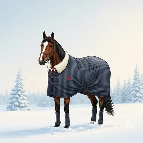 Elegant Horse Coat in Snowy Landscape