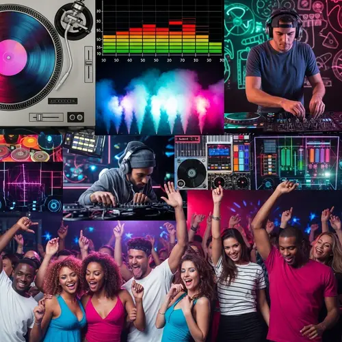Vibrant Electronic Party Collage Art