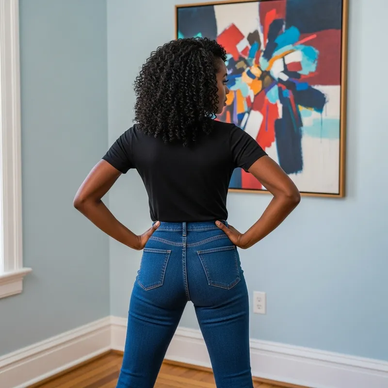 Stylish Black Denim Jeans on Woman - Chic Pose