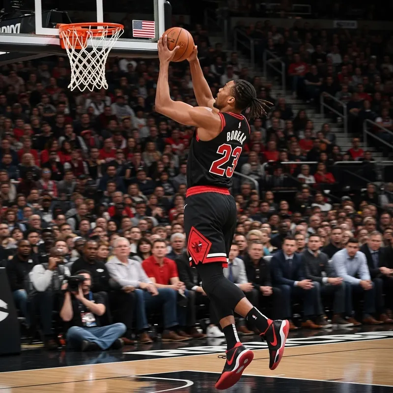 Jordan: Epic Slam Dunk Action by Tall Basketball Player