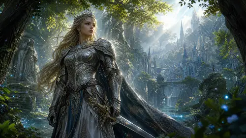 Epic Fantasy Warrior Queen in Enchanted Forest Art