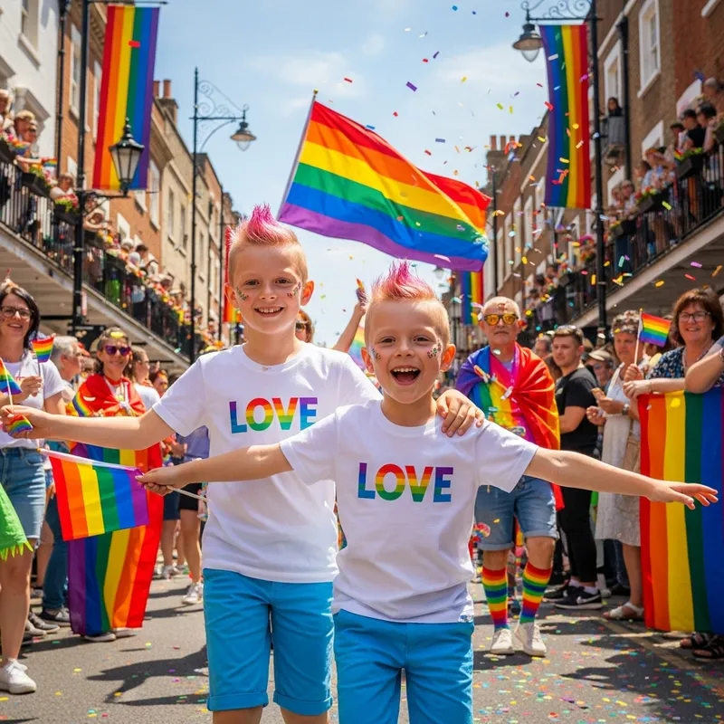 Cheerful Boys in Pink Hair - Pride Parade Celebration