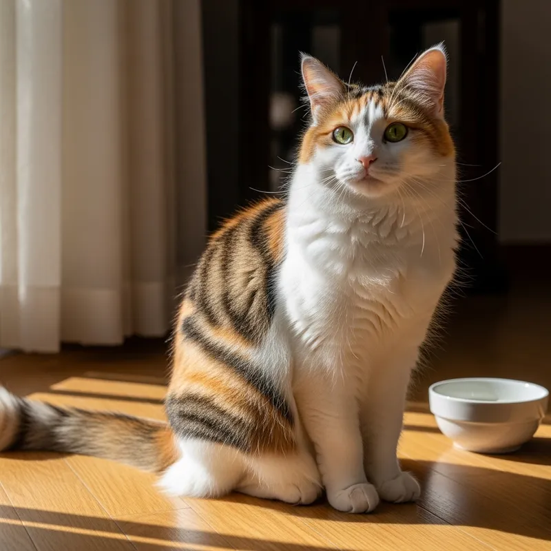 Fluffy Domestic Cat with Green Eyes