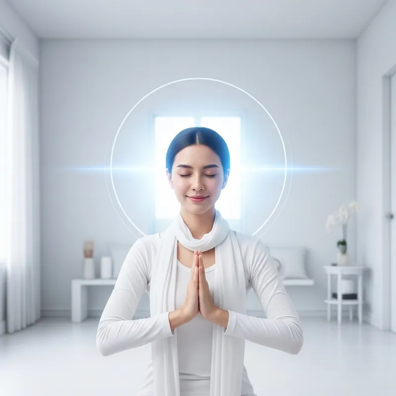 Thai Woman Meditating in 3D Meditation Room | Serene Aura