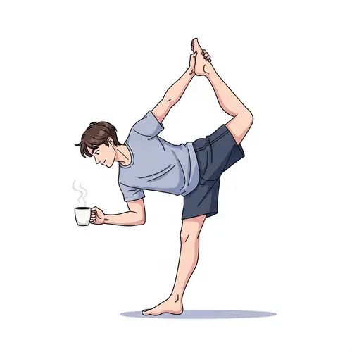 Morning Yoga Pose with Coffee: Tranquil Animated Illustration
