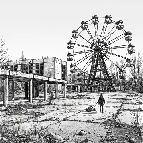 Pripyat Ferris Wheel Sketch - The Artifact in Abandoned Town