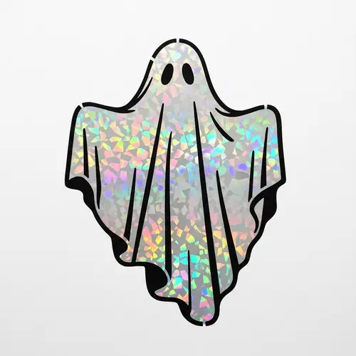 Black and White Ghost Stencil with Holographic Interior