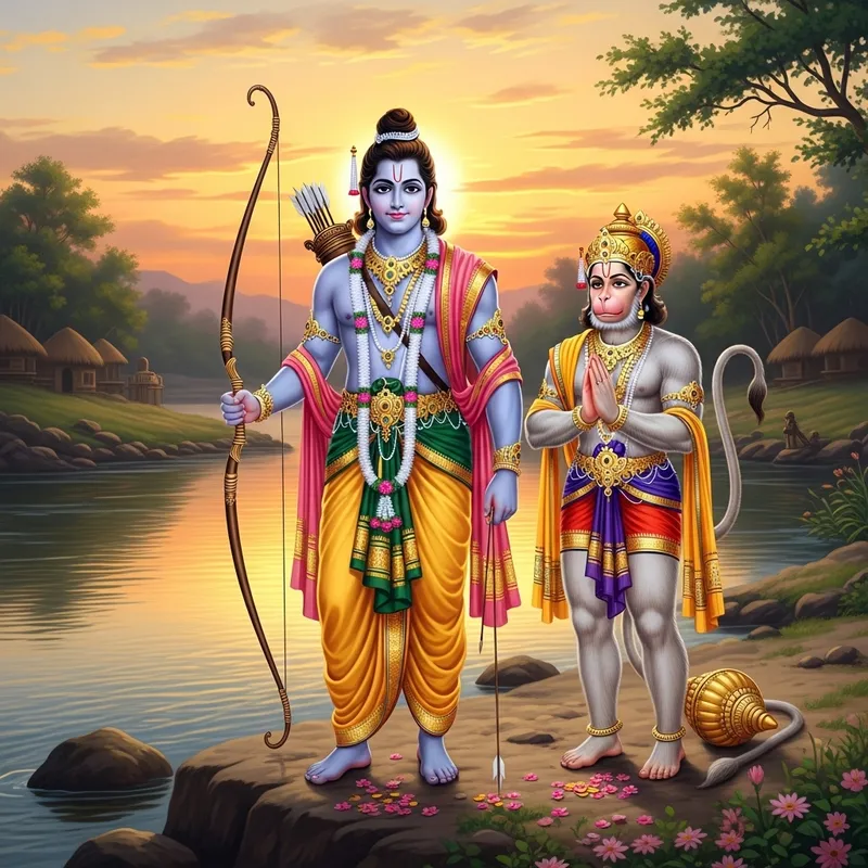 Bhagwan Shree Ram and Hanuman - Ancient Indian Mythology