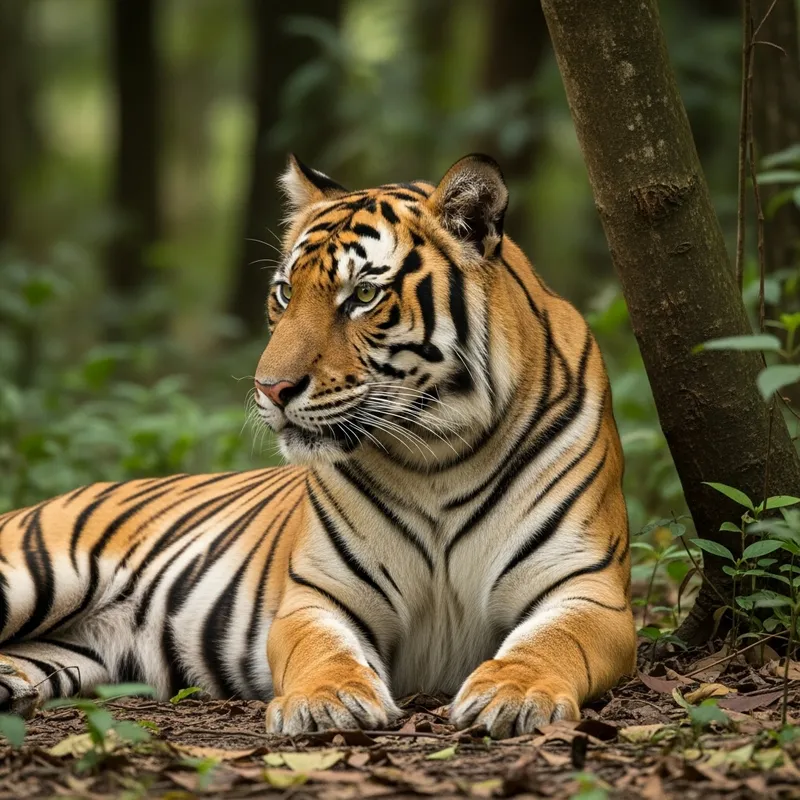 Majestic Tiger in Tropical Jungle - Stunning Wildlife Image