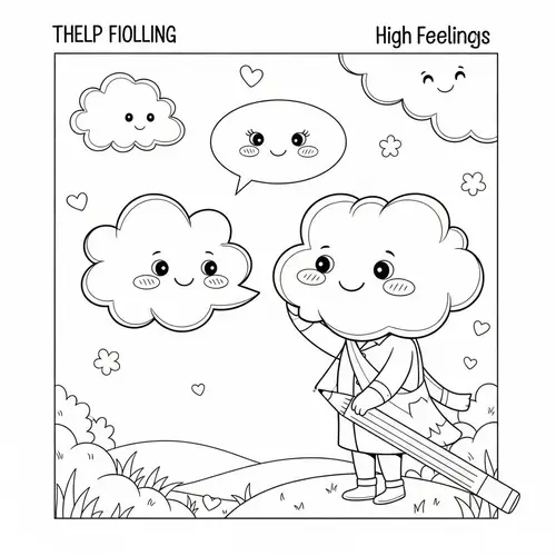 Enchanting Whimsical Clouds Coloring Page for Children