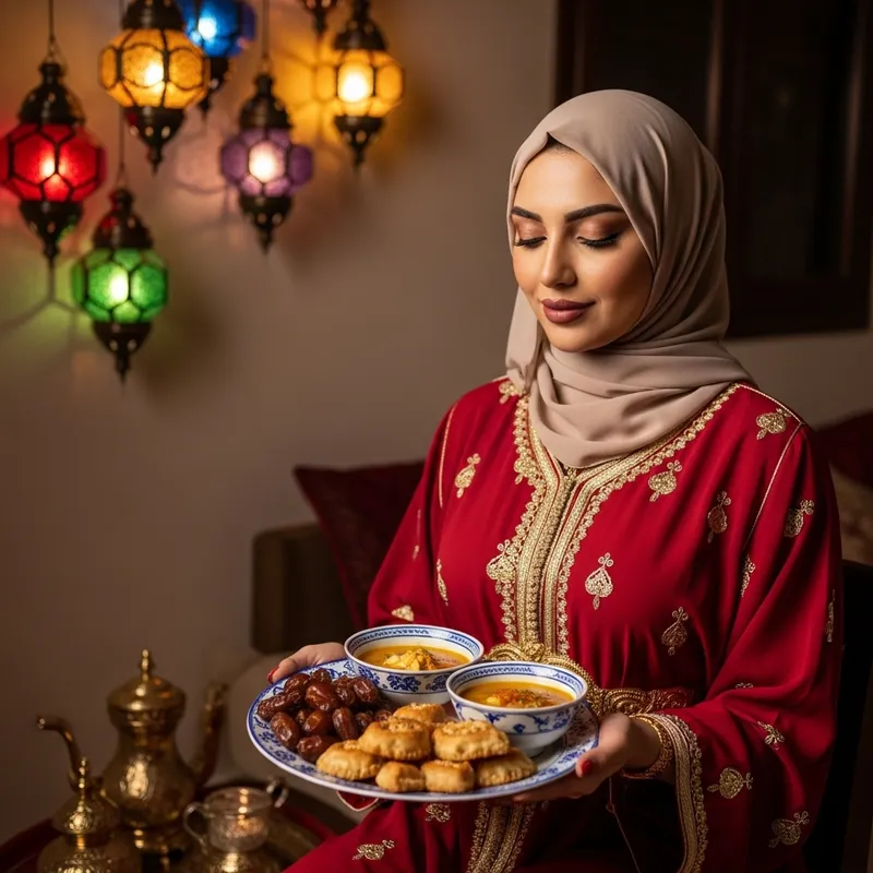 Moroccan Woman Embracing Ramadan Traditions