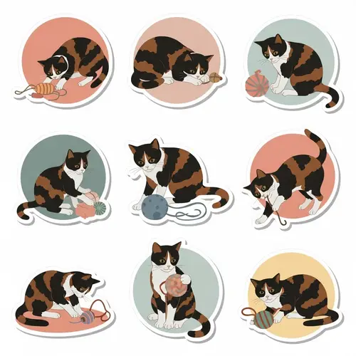Minimalist Tortoiseshell Cat Stickers Inspired by Giorgio Morandi Palette