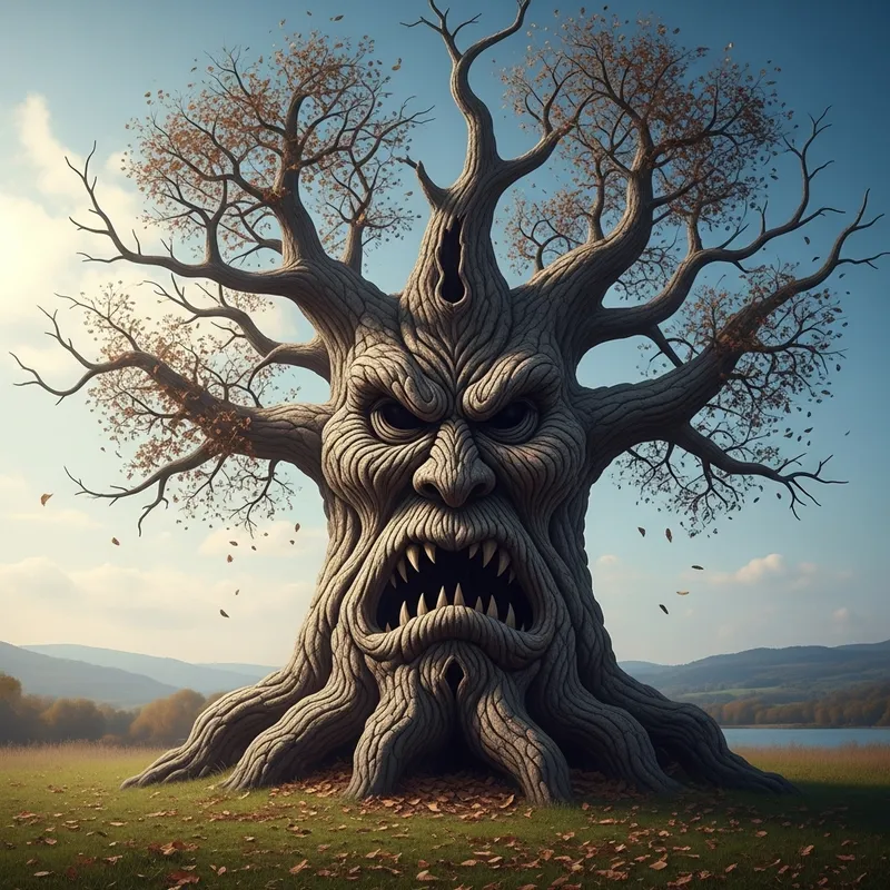 Enraged Tree with Twisted Bark Face