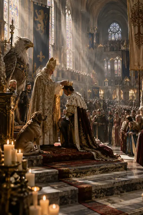 Epic Crowning Scene in a Majestic Cathedral