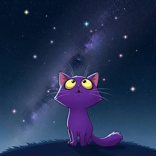 Enchanting Cat Stargazing Scene | Cosmic Night Sky Art