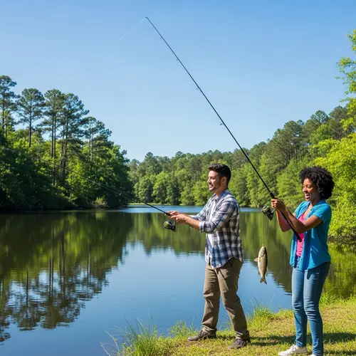 Tranquil Fishing Scene by Serene Lake