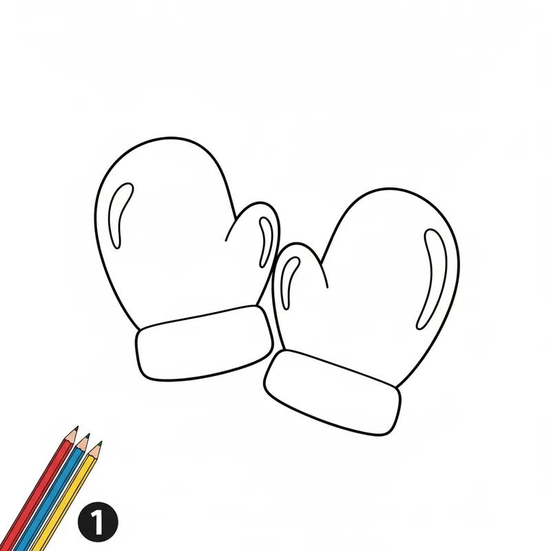 Simple Line-Art Mittens for Kids Coloring