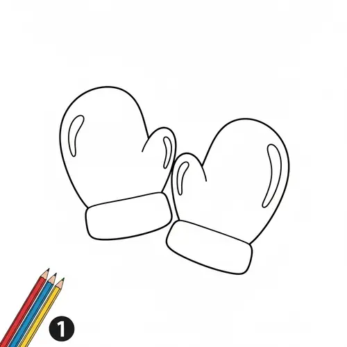 Simple Line-Art Mittens for Kids Coloring