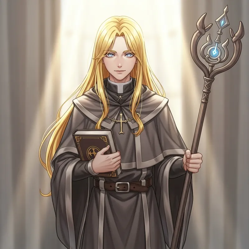 Blonde Haired Silver Eyed Cleric - Serene Presence