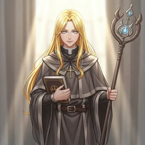 Blonde Haired Silver Eyed Cleric - Serene Presence
