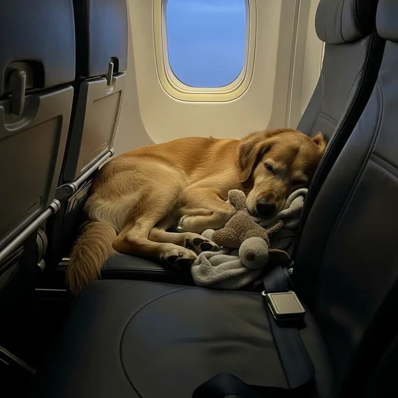 Sleeping Dog on Plane - Traveling with Pets Made Easy