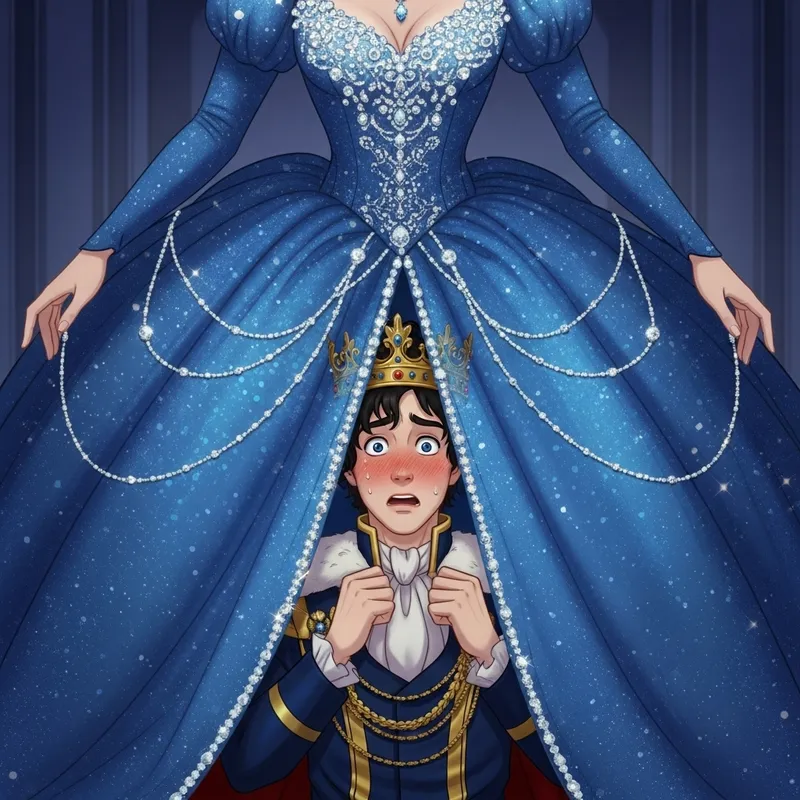 Prince Charming Astonished Under Cinderella's Blue Gown Prince Charming Astonished Under Cinderella's Blue Gown